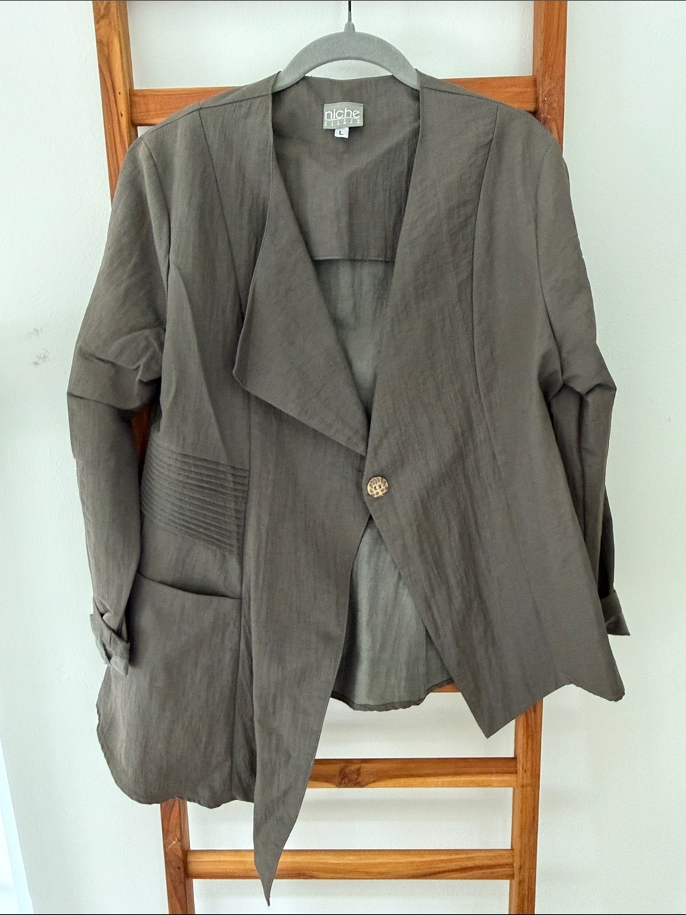 Niche Nilgun Derman Vintage Assymetrical Draped Single-Button Blazer